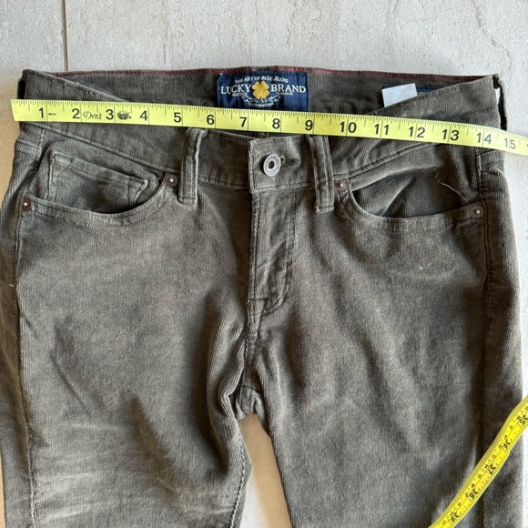 Lucky Brand Charlie Skinny Corduroy Olive Green Pants Size 27 - Picture 5 of 9